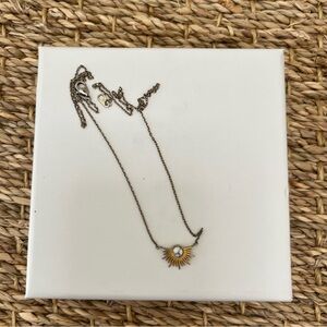 Delicate Gold and Silver Sunburst Pendant Necklace